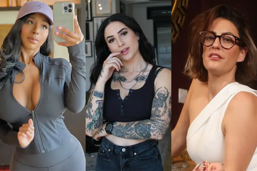 Drei OnlyFans-Creatorinnen nebeneinander: Alanah Cole, Madelaine Thomas und Priscilla Reiss – Symbolbild für den Arbeitsalltag auf der Plattform