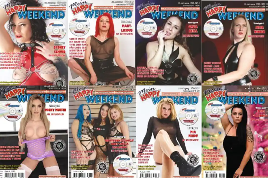 Cover des Erotik-Magazins Happy Weekend mit Titelgirls, präsentiert von VPS auf der VENUS 2025