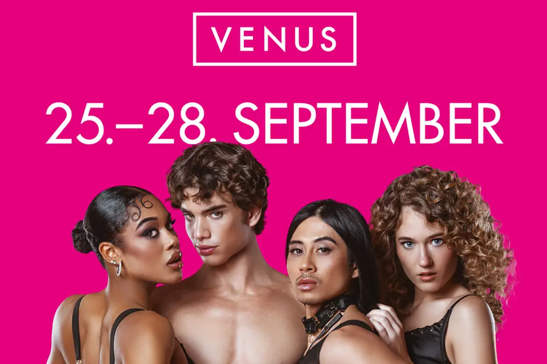 VENUS Berlin 2025 Kampagnenmotiv mit vier Models – Erotikmesse vom 25. bis 28. September in Berlin