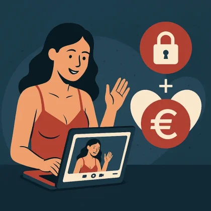 Digitale Bühne mit Model im Livestream – Freecam-Szene als Symbol für öffentliche Shows und direkte Interaktion