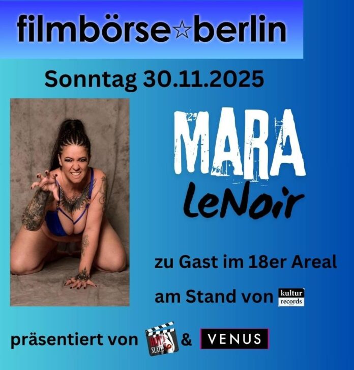 Mara LeNoir: GAN Girl des Monats (November 2025) Eventgrafik zur Filmbörse Berlin 2025 mit Mara LeNoir – Gastauftritt im 18er-Areal