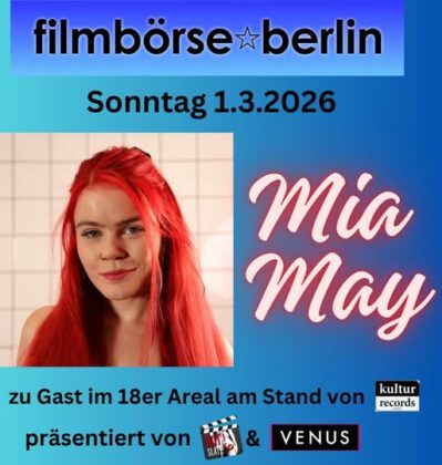 Mia May: GAN Girl des Monats (Februar 2026) Ankündigungsgrafik: Mia May zu Gast bei der Filmbörse Berlin am 1. März 2026