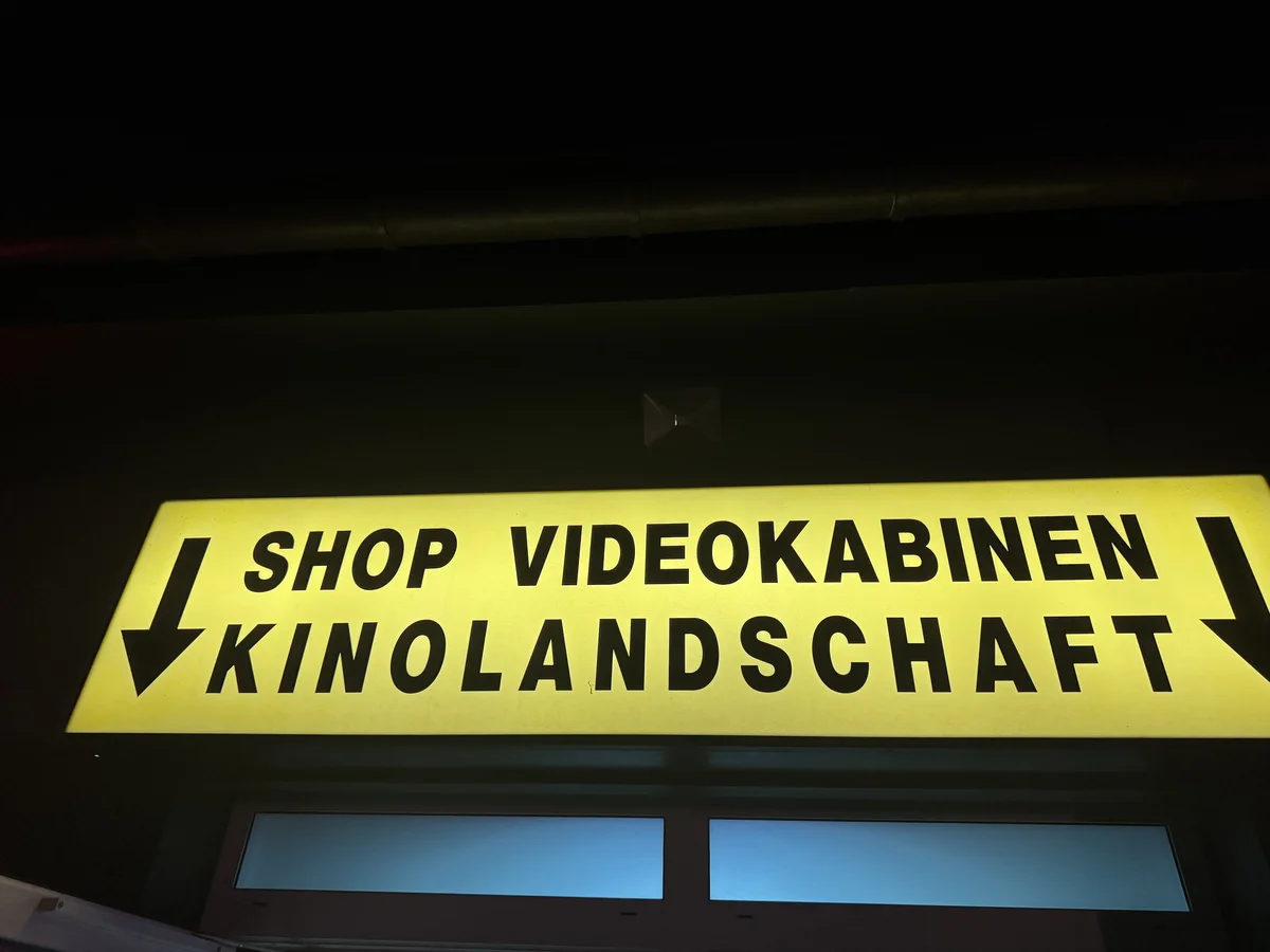 Lisa Nimmersatt: Das Gesicht des Pornokinos Moosburg Leuchtreklame des Eroticmarkt Moosburg bei Nacht – Shop, Videokabinen und Kinolandschaft