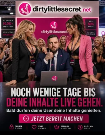 DirtyLittleSecret: Neue Creator-Plattform soll im August 2026 starten DirtyLittleSecret Kampagnenmotiv "Noch wenige Tage bis deine Inhalte live gehen" mit Team vor Launch